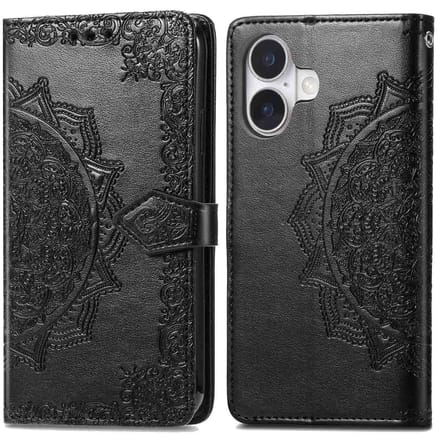 imoshion Hoesje - Geschikt voor Apple iPhone 16 - Mandala Bookcase - Zwart