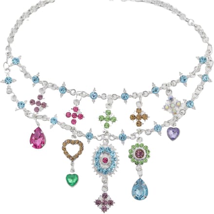 Behave – Statement Ketting – Zilverkleurig Multicolor – Zomerse Kristallen – Elegant Design