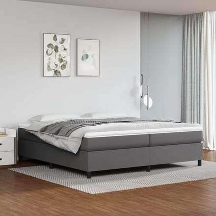 vidaXL - Boxspring - bed - kunstleer - grijs - 200x200 - cm