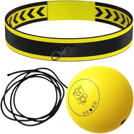 Boks Reflexbal - Hoofdband Bal - Coördinatie Training - Verbetert Reactiesnelheid - Verstelbaar - Geel