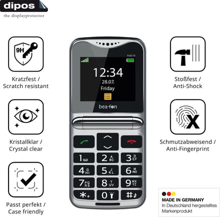 dipos – 2x Pantserfolie geschikt voor bea-fon Fold 10 LTE | 9H Screenprotector
