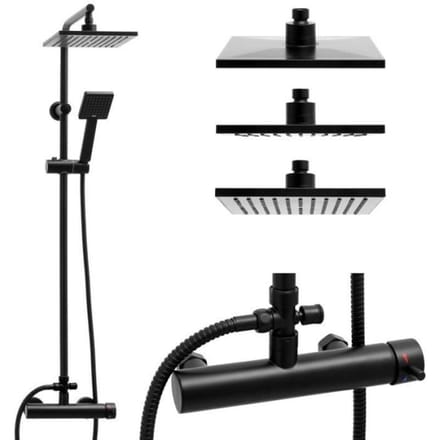 Doucheset - Regendouche - 20cm - Zwart - Mechanische mengkraan - Regendouche