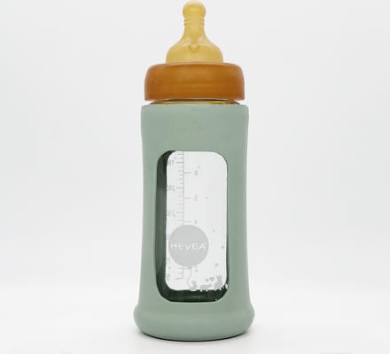 Wide Neck Baby Glass Bottle with Sleeve 250ml/8.5oz Single-Pack (Seafoam Blue)