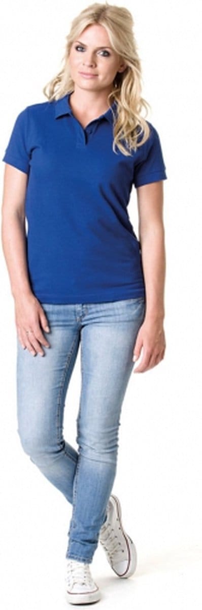Lemon & Soda Dames basic poloshirt - kobalt blauw - korte mouw - getailleerd - katoen 38