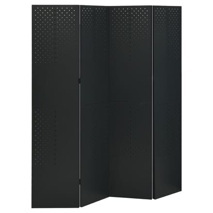 vidaXL - Kamerscherm - met - 4 - panelen - 160x180 - cm - staal - zwart