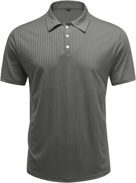 ALLTHEMEN Heren Polo Slank Model - Halfknopen Strepen - L