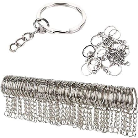 50-pack sleutelhangers korte ketting 25 mm Zilver