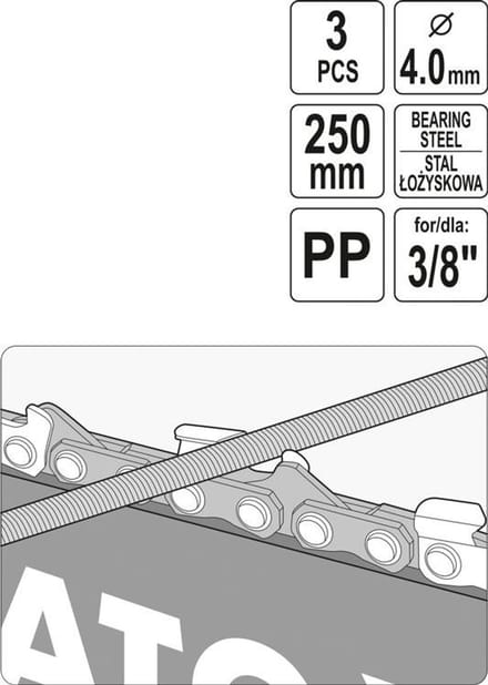 Yato - Gids met Vijlen - 4 mm - 250 mm - Staal - Met Polypropyleen Handvat