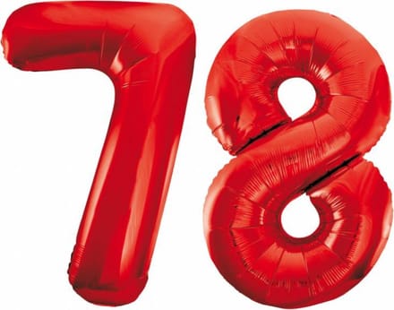 Folieballon 78 jaar rood 86cm