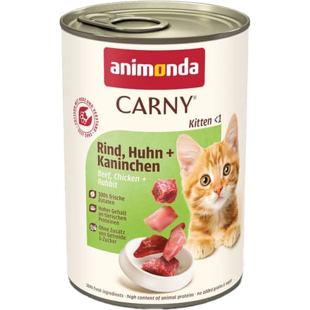 12x400g Kitten Rund, Kip & Konijn animonda Carny Kattenvoer