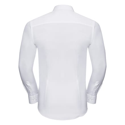 Russell Collection Heren Ultimate Stretch Fitted Overhemd met Lange Mouwen (Wit)
