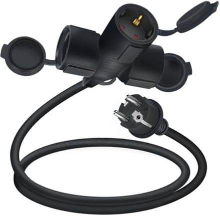 Verlengkabel 3-Faars 16A 250V IP20 voor Binnen en Buiten (Zwart, 1.5m)