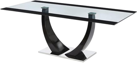 Vente-unique Eettafel MEZZO - 8 personen - MDF en gehard glas - zwart