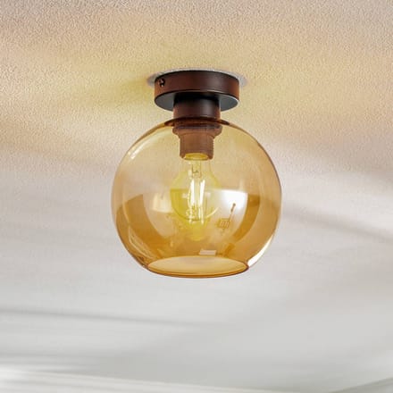 Eko-Light Plafondlamp Sofia, glazen kap amber