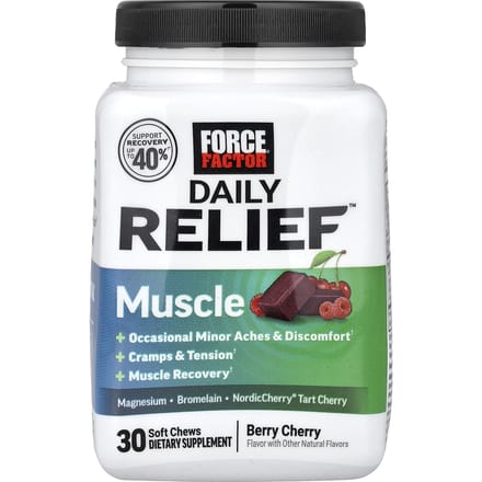 Force Factor, Daily Relief™, Spieren, Bessen Kers, Zachte Kauwsnoepjes, 30 Stuks