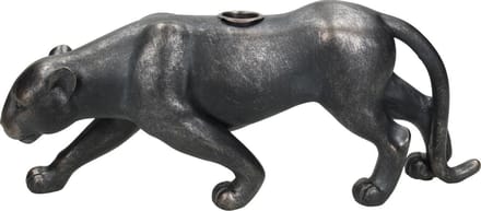 Wants&Needs - Kandelaar - Panter - Luipaard - Polyresin - Zwart - 31 X 6.5 X 12.5cm