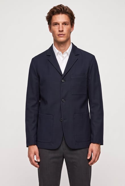 ARKET Dovas Wool Twill Jacket Blue Größe: 44 SHORT | Blazer Outlet | Herren | Blau
