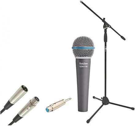 Dynamische Zangmicrofoon met Microfoonstandaard en XLR Kabel - Voor Podium en Studio