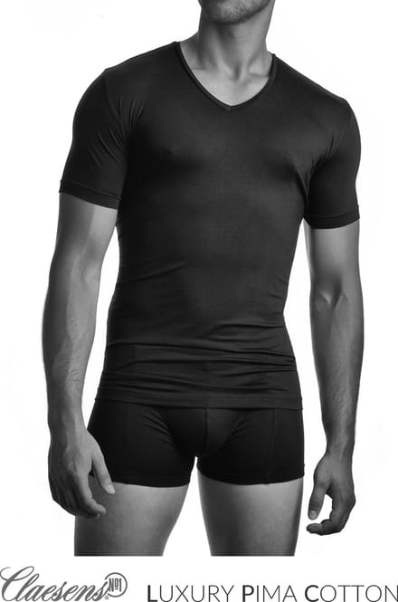 Claesen's® - T-Shirt Zwart V-Neck PimaCLS 121-Black-S