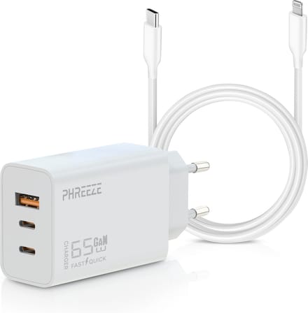 Usb C Power Adapter geschikt voor iPhone 14 13 12 11 / iPad + Lightning naar usb C kabel - 3 meter - Snellader geschikt voor iPhone / iPad