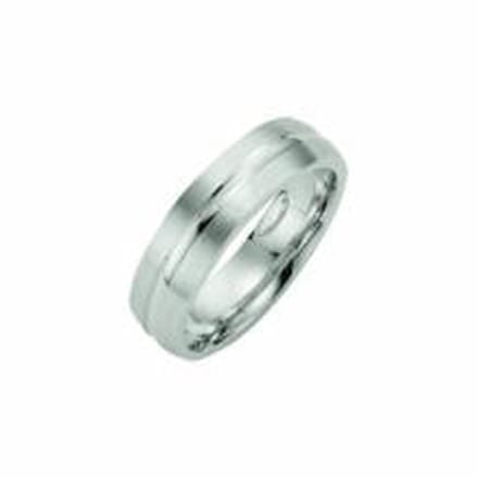 Kiss Me ring zilver mat met hoogglans lijn KM139 maat 64
