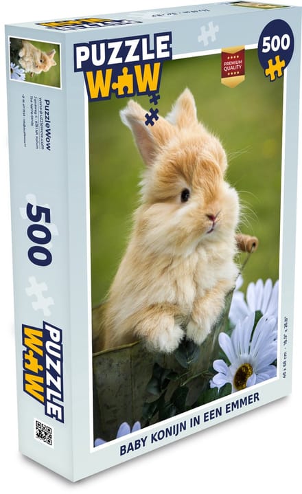 Puzzel Konijn - Bloemen - Dons - Legpuzzel - Puzzel 500 stukjes