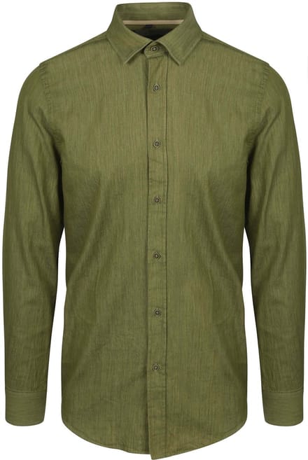 Suitable Overhemd Washed Groen - Maat L - Heren - Casual Shirt