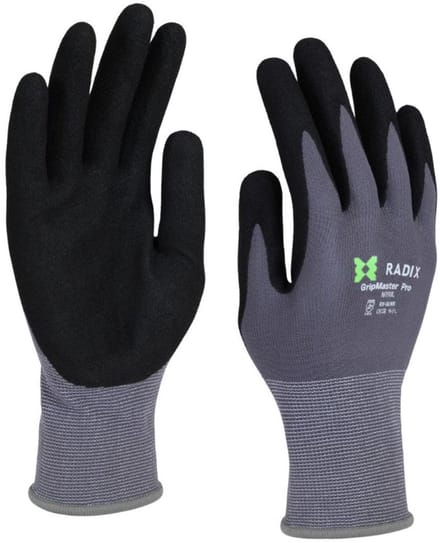 Radix GripMaster Pro - Werkhandschoenen - Nitril Micro Foam Sandy - Black/Grey - M9 / L