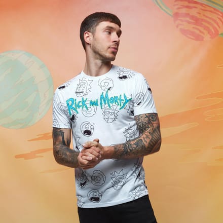 Rick and Morty Faces all-over-print t-shirt - Wit - XXL