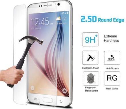 Screenprotector geschikt voor Samsung Galaxy S6 - Tempered Glass Screen protector Transparant 2,5D 9H (Gehard Glas)