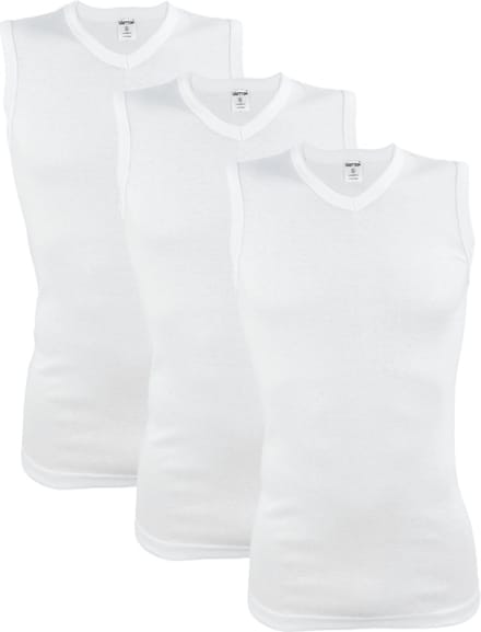 3 stuks SQOTTON A-shirt - V-hals - mouwloos - Wit - Maat M/L