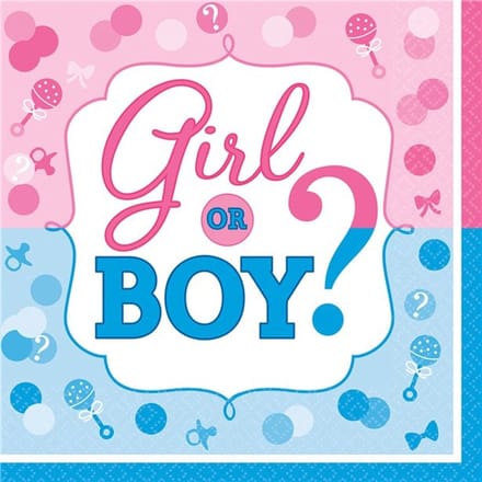 16 Gender Reveal servetten 33cm