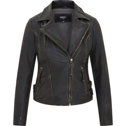 Zwart leren Brando bikerjack voor dames - Finnsnes