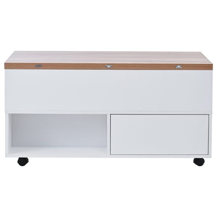 Salontafel - Verstelbaar - Met Wielen - Wit-Eiken - 100x50cm
