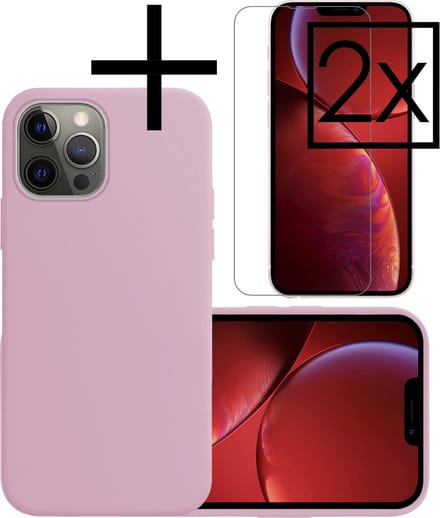Hoesje - Met 2x Screenprotector - Geschikt voor Apple iPhone 14 Pro Max - Sterk & Shockproof - Back Cover - Siliconen Case - Telefoon Hoes - Lila