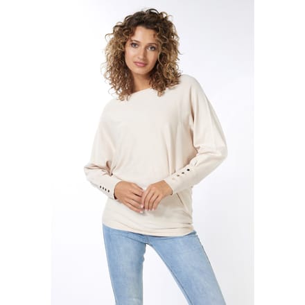 EsQualo Sweater Batwing Buttoned Cuff Light Sand Taglia: S | Maglioni a maglia Outlet | Donna | Marrone