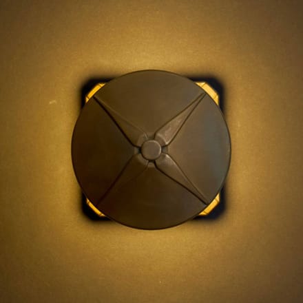 Moretti Luce LED wandlamp Aura Disk, uitval 12,5 cm, antiek messing, IP65