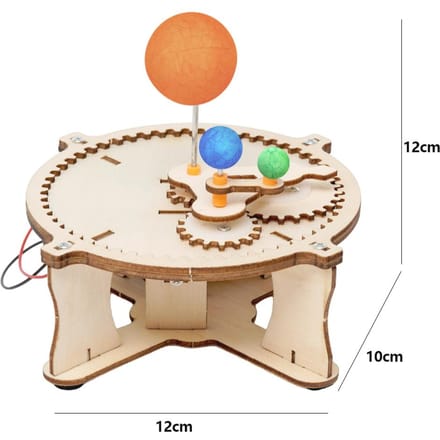 Doe-het-zelf Zonnestelsel Model Bouwpakket Houten Puzzel Mechanische Set Monteren Zon Aarde Maan Planeet Educatief Wetenschap Speelgoed voor Kinderen beige