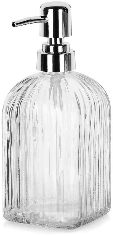 Orion - Glazen Zeepdispenser - 550 ml - Zilver - Transparant