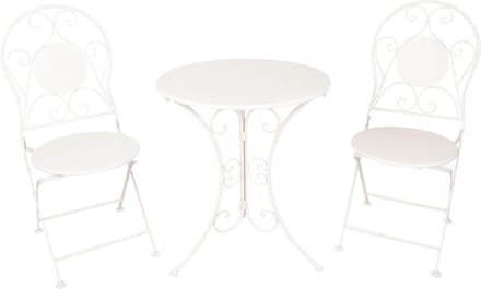Clayre & Eef Bistroset Bistrotafel Bistrostoel 3-delig Ø 60x70 Wit IJzer