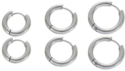 Oorbellenset - RVS - 3 paar - zilverkleurig