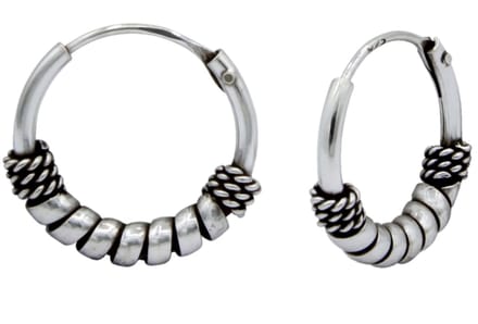 Joy|S - Zilveren Bali oorbellen - 12 mm - geoxideerd