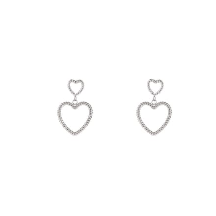 Go Dutch Label Oorknoppen Double Open Hearts Zilver