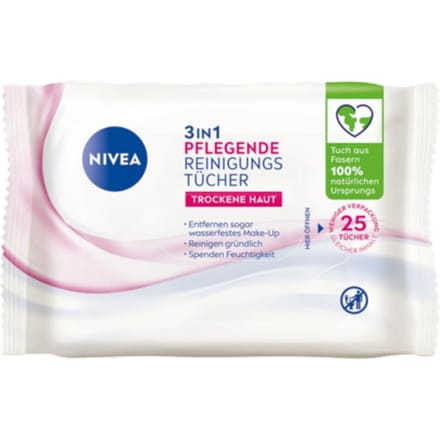 Nivea Caring 3in1 Reinigingsdoekjes - 25st