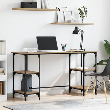 vidaXL - Bureau - Artisan - Eiken - Bewerkt - hout - 140 - x - 50 - x - 75 - cm