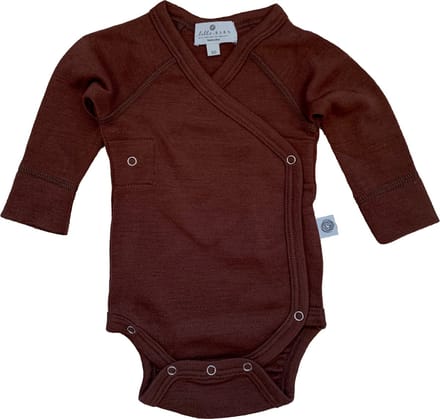 Wollen Overslagromper lange mouw – Merinowol - Chocolate fondant 56