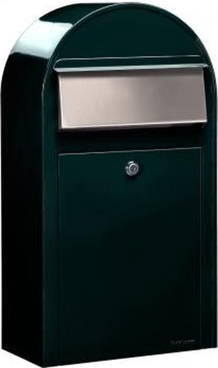 Brievenbus Bobi Grande S (Slim) Zwart Groen / RVS Klep