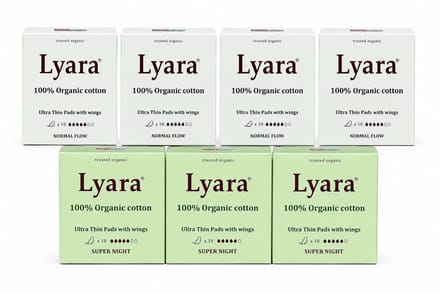Lyara Biologisch Maandverband Multipack – 4x Normaal & 3x Super – 100% Katoen