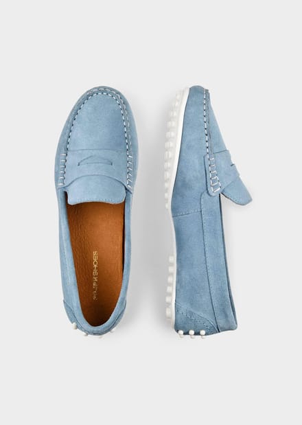 Elegante mocassins van echt leer - blauw - Gr. 41 van Goldner Fashion