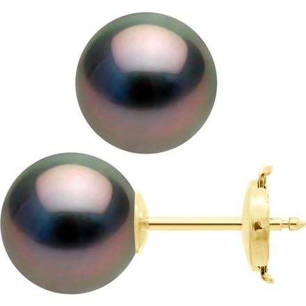 Oorbellen Geel Goud 375 - Echte Cultiveerde Tahiti Parel Rond 9-10 mm